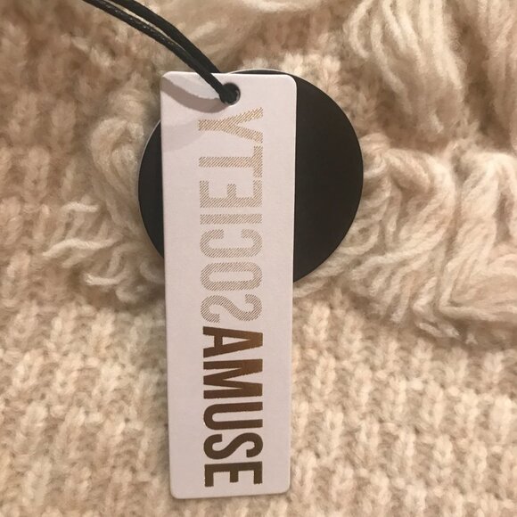 NWT Amuse Society Rocha Fringe Tassel Chunky Knit Sweater Long Sleeve Knit Top M - Picture 7 of 8